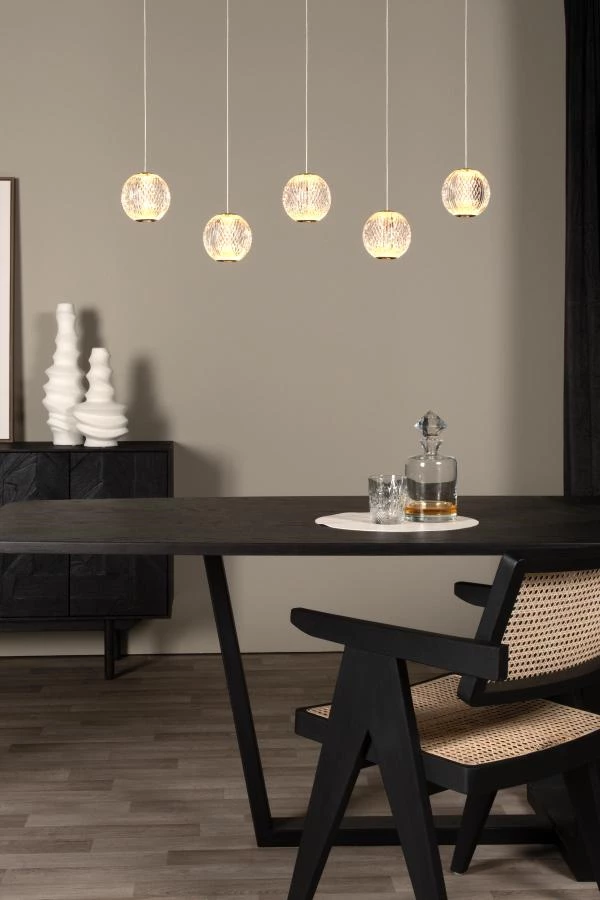 Lucide CINTRA - Suspension - LED Dim. - 5x4,7W 2700K - Transparent - ambiance 1